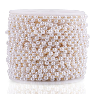 2M Stainless Steel 4mm Round Pearl Chains DIY Eyeglasses Chain Necklace