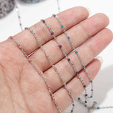2M Stainless Steel Sparkling Enamel Ball Chain Necklace
