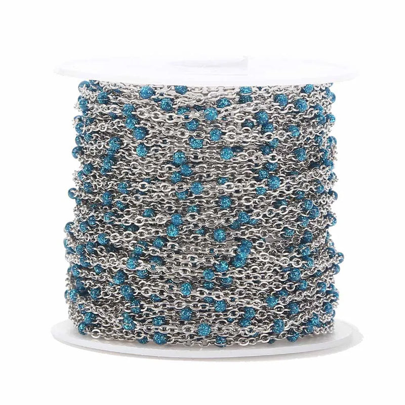 2M Stainless Steel Sparkling Enamel Ball Chain Necklace