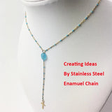 2M Stainless Steel Sparkling Enamel Ball Chain Necklace
