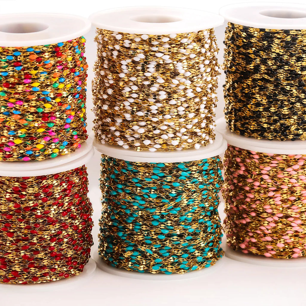2M Stainless Steel Tiny Colored Lips Enamel Chain for DIY Jewelry