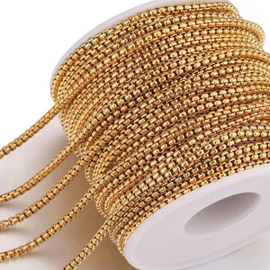 2M 2mm Stainless Steel Plated Box Chains DIY Necklace Bracelet Making