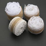 2M Natural Jute Burlap Ribbon Hessian Lace Roll for Rustic Wedding Decoration