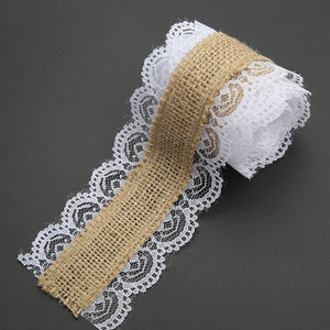 2M Natural Jute Burlap Ribbon Hessian Lace Roll for Rustic Wedding Decoration