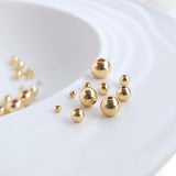 2MM-6MM Round Ball Beads 14K Plated Brass Spacer Bead DIY Bracelet Jewelry