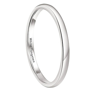 Tungsten Wedding Ring 8mm Band Polished Finish Comfort Fit