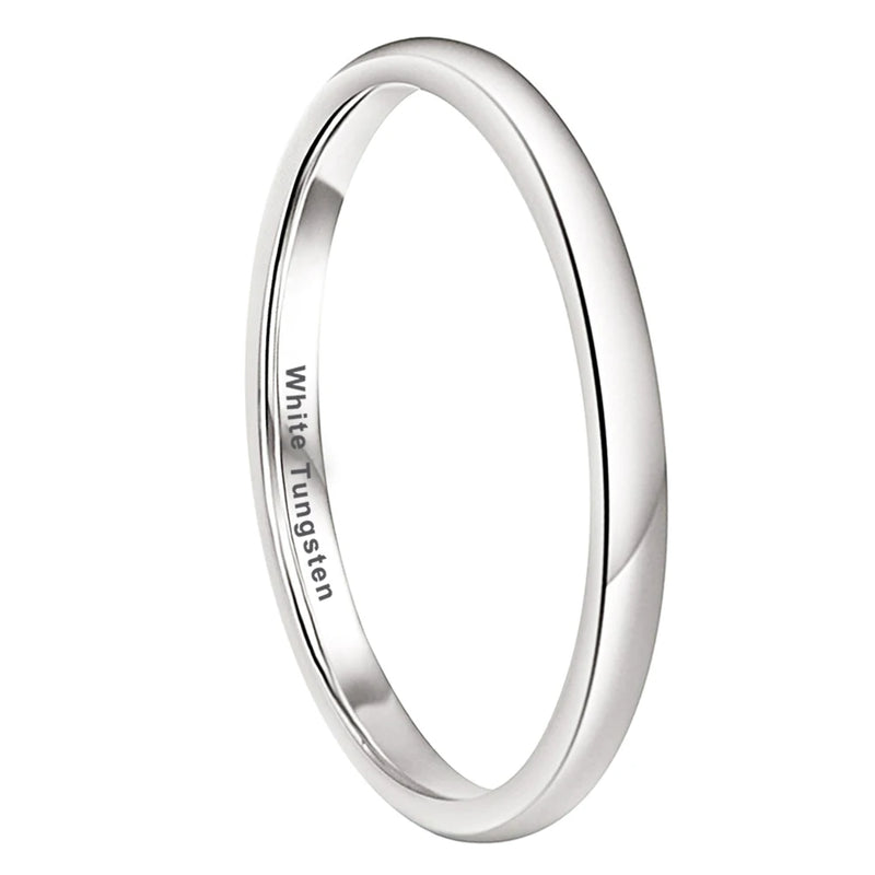 Tungsten Wedding Ring 8mm Band Polished Finish Comfort Fit