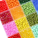 2MM/4MM Glass Seed Beads Candy Rainbow Mini Bead Set Small Craft Beading DIY