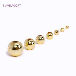 18K Plated Round Ball Spacer Beads Brass Metal Loose Beads