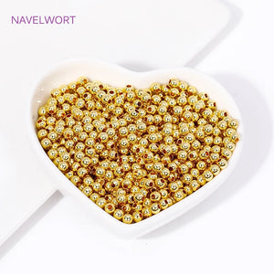18K Plated Round Ball Spacer Beads Brass Metal Loose Beads