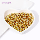 18K Plated Round Ball Spacer Beads Brass Metal Loose Beads