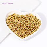 18K Plated Round Ball Spacer Beads Brass Metal Loose Beads