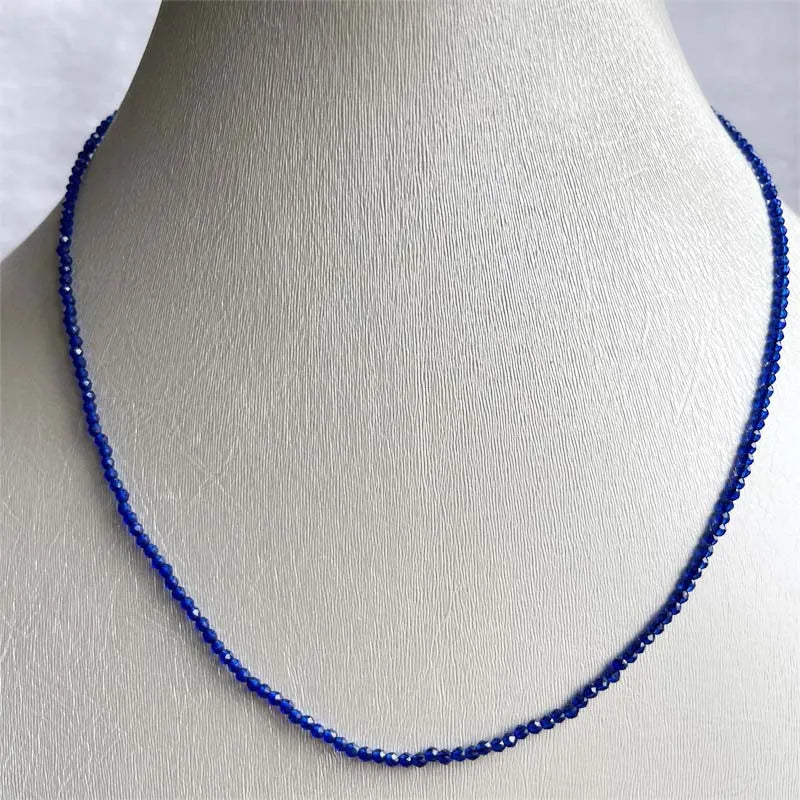 2MM Clear Sapphire Spinel Necklace Faceted Jewelry Healing Power Stone