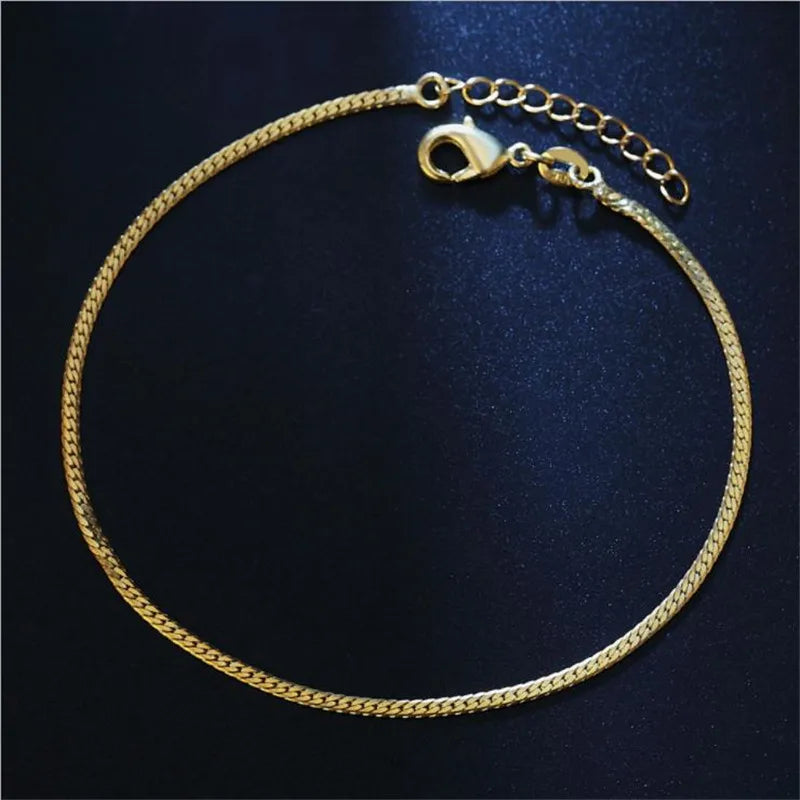 2MM Chain Bracelets For Women Silver925 Anklets Girl Party Accessories