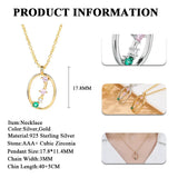 Hollow Out Oval CZ Pendant Necklace 925 Silver Chain 18K Plated S925 Bijoux