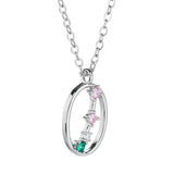 Hollow Out Oval CZ Pendant Necklace 925 Silver Chain 18K Plated S925 Bijoux