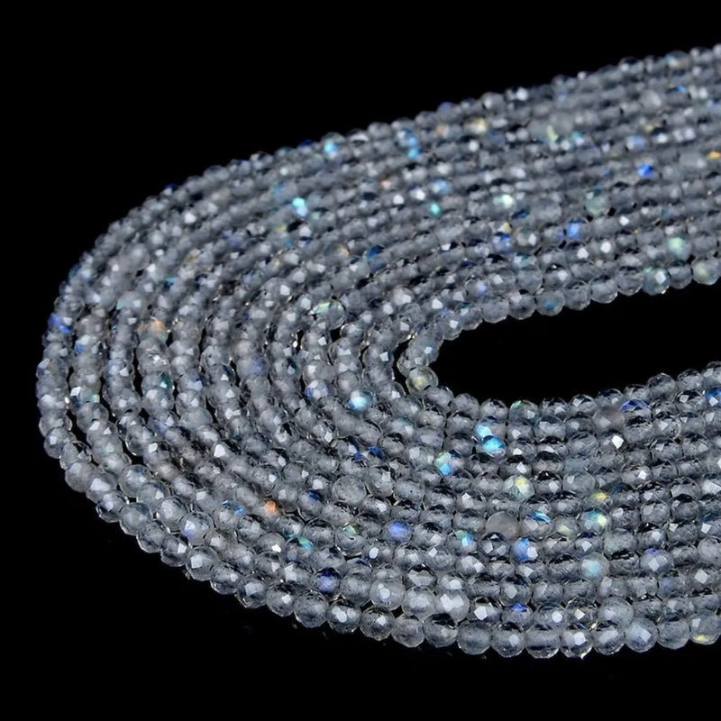 2MM Labradorite Gemstone Faceted Round Beads 15''