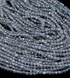 2MM Labradorite Gemstone Faceted Round Beads 15''