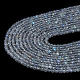2MM Labradorite Gemstone Faceted Round Beads 15''