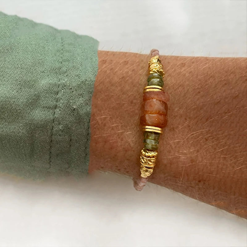 Natural Lapis Lazuli Sunstone Amazonite Stone Bangle