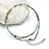 2MM Natural Stone Beads Necklace Stainless Steel Women Jewelry