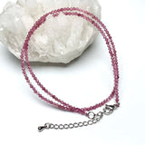 2MM Natural Stone Beads Necklace Stainless Steel Women Jewelry