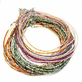 2MM Natural Stone Beads Necklace Stainless Steel Women Jewelry
