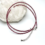 2MM Natural Stone Beads Necklace Stainless Steel Women Jewelry
