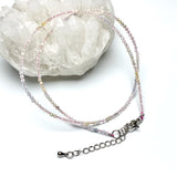 2MM Natural Stone Beads Necklace Stainless Steel Women Jewelry