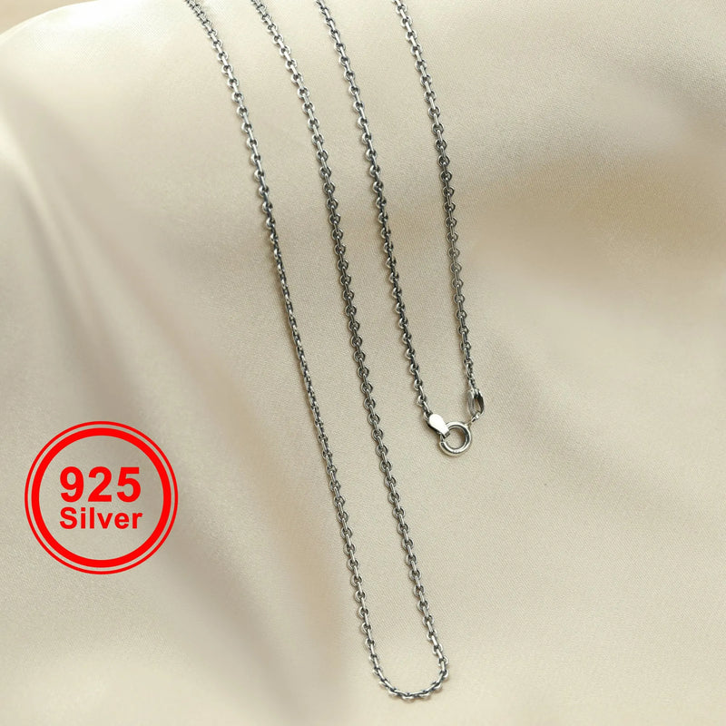 2MM Round Cable Necklace Chain Solid 925 Sterling Silver DIY Jewelry Supplies
