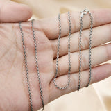 2MM Round Cable Necklace Chain Solid 925 Sterling Silver DIY Jewelry Supplies