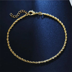 2MM Silver 925 Twist Chain Anklets for Women Christmas Party Accessory
