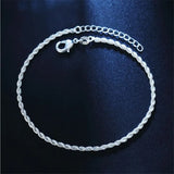2MM Silver 925 Twist Chain Anklets for Women Christmas Party Accessory