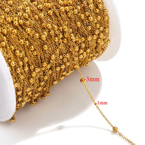 2M Stainless Steel Bead Ball Chains 18K PVD Plated Chain