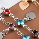 Colorful Glass Beads Chain with Love Heart Charms for DIY Jewelry Making