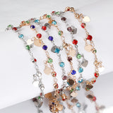 Colorful Glass Beads Chain with Love Heart Charms for DIY Jewelry Making