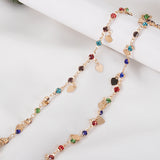 Colorful Glass Beads Chain with Love Heart Charms for DIY Jewelry Making
