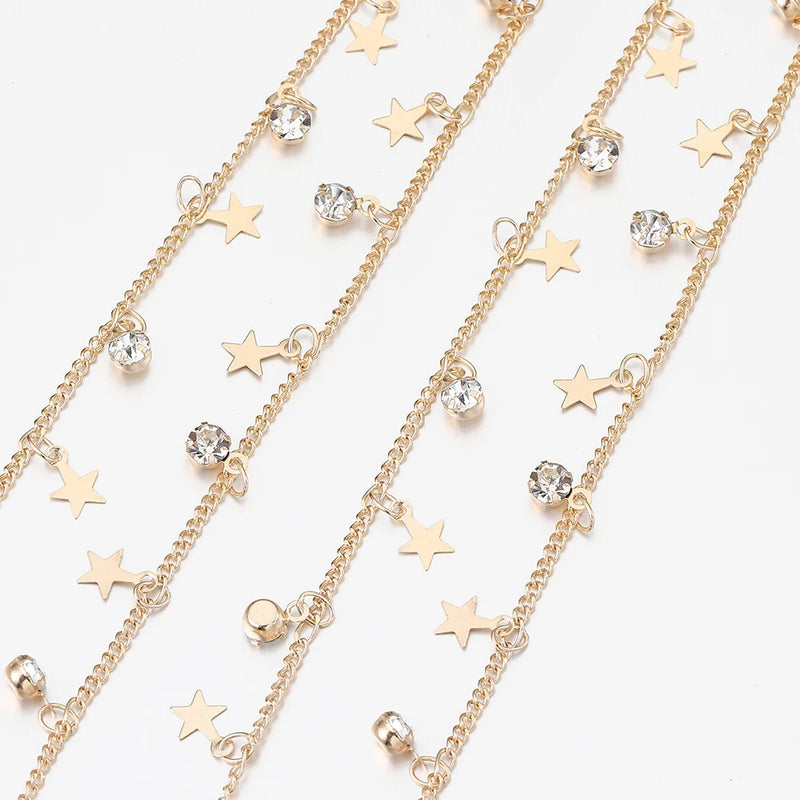 2M 1M Crystal Charms Copper Chain Star Pendants for Jewelry Making