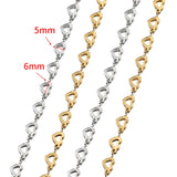 2M 1M Love Heart Stainless Steel Chains for Necklace Bracelet DIY