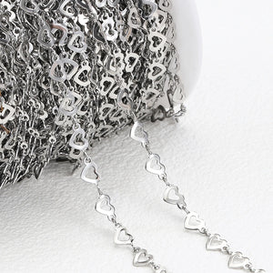 2M 1M Love Heart Stainless Steel Chains for Necklace Bracelet DIY