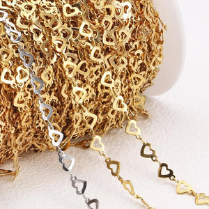 2M 1M Love Heart Stainless Steel Chains for Necklace Bracelet DIY