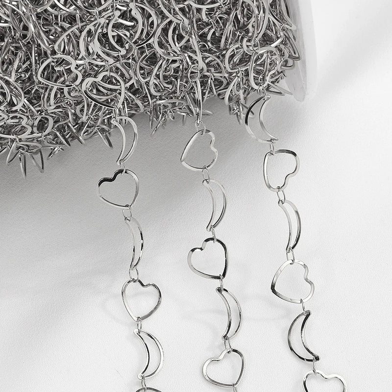 2M Stainless Steel Chain Love Heart Moon for Jewelry Making DIY
