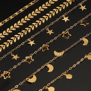 2M 1M Stainless Steel Chain Star Moon Charm Pendant Necklace Bracelet DIY