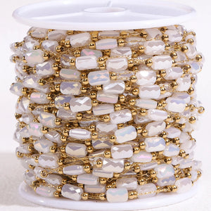 2Meters 1Meter SS Natural Stone Crystal Beads Chain Necklace Bracelet DIY