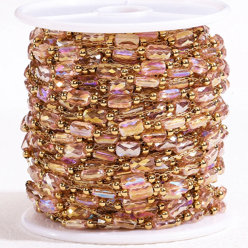 2Meters 1Meter SS Natural Stone Crystal Beads Chain Necklace Bracelet DIY