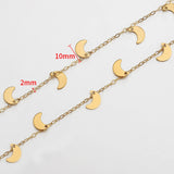 Stainless Steel Dangle Charm Chains Moon Star Round Disc Pendants Chain