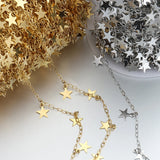 Stainless Steel Dangle Charm Chains Moon Star Round Disc Pendants Chain