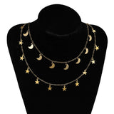 Stainless Steel Dangle Charm Chains Moon Star Round Disc Pendants Chain