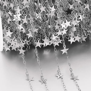 2Meters 1Meter Stainless Steel Moon Star Disc Link Chain Necklace DIY