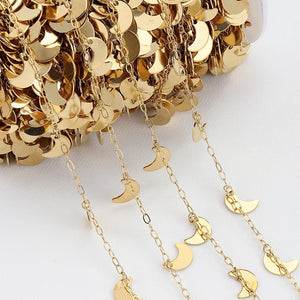 2Meters 1Meter Stainless Steel Moon Star Disc Link Chain Necklace DIY
